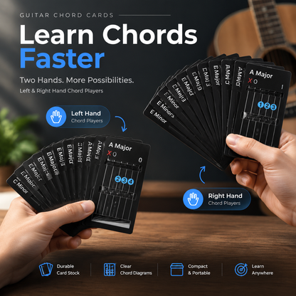 🎸Guitar Chord Cards for Beginners – For Right & Left-Handed Players✨(15Pcs )