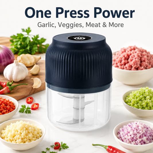 🔥 Über 50.000 verkauft | ✨ Mini Elektrischer Zerkleinerer – Ein-Knopf-Bedienung für Knoblauch & Gemüse 🍳🥕🧄