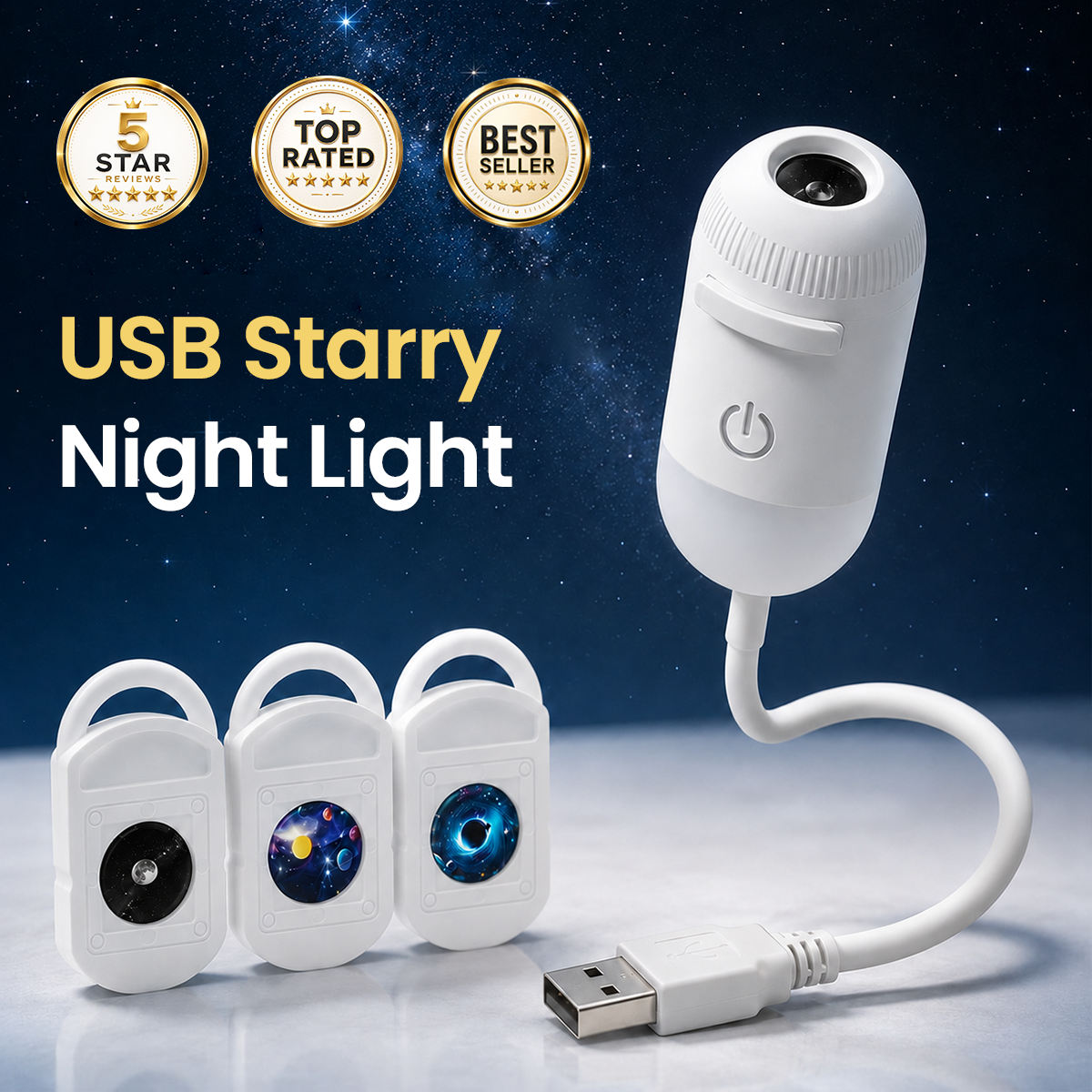💡🌃2-in-1 Galaxie-Sternenprojektor USB-Nachtlicht für die Inneneinrichtung