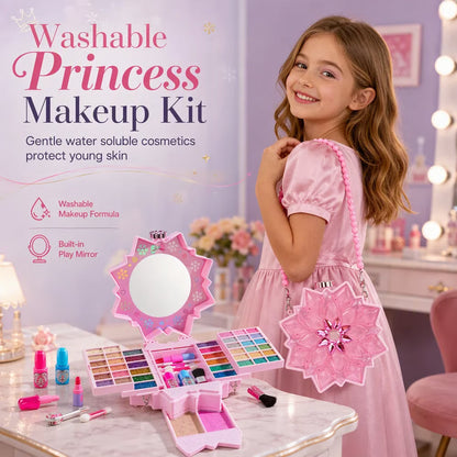 ✨💥📢📢 Washable Princess Makeup Set – Non‑irritating, trays & portable case 🎀