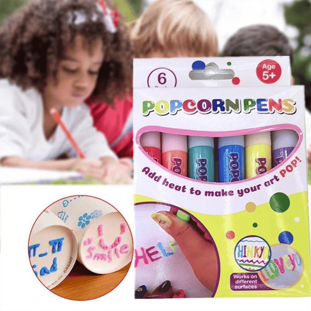 🎨🎁Popcorn Pens, Magic Bubble Drawing Pens, DIY Puffy 3D Art Paint Markers for Kids