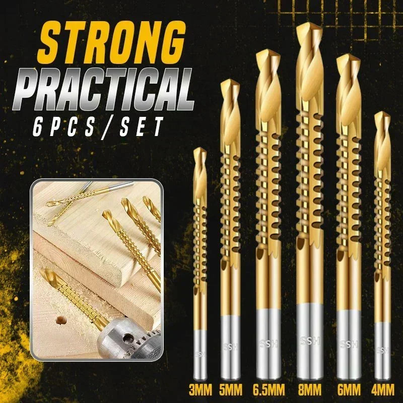 🛠️ ✨ Twist Drill Bit Set – Titanium-Coated, Serrated, Multi-Material 🔩