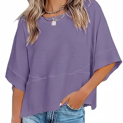 New Arrivals! ☀️ Women's Summer Casual Crewneck Batwing Top – Loose Fit, Cute & Breezy 🌸