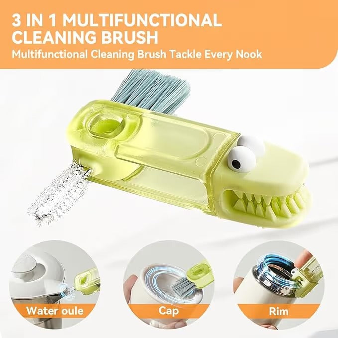 ✨3-in-1 Crocodile Brush 🐊 Deep Cleaning for Narrow Cup Lids & Tableware Gaps 🧼