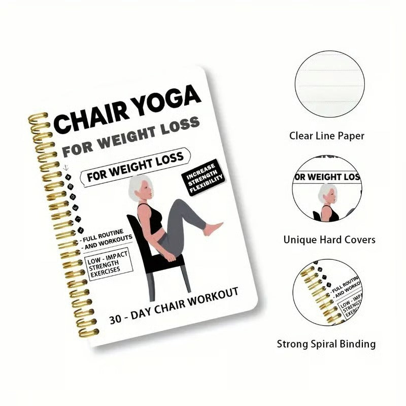 🔥30-Day Chair Yoga Weight Loss Spiral Notebook & Exercise Guide