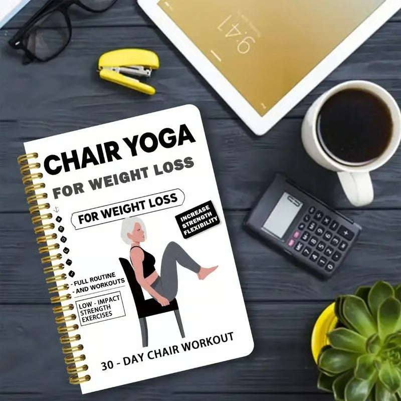 🔥Carnet à spirale et guide d'exercices de yoga sur chaise de 30 jours pour la perte de poids