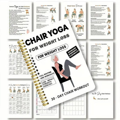 🔥30-Day Chair Yoga Weight Loss Spiral Notebook & Exercise Guide