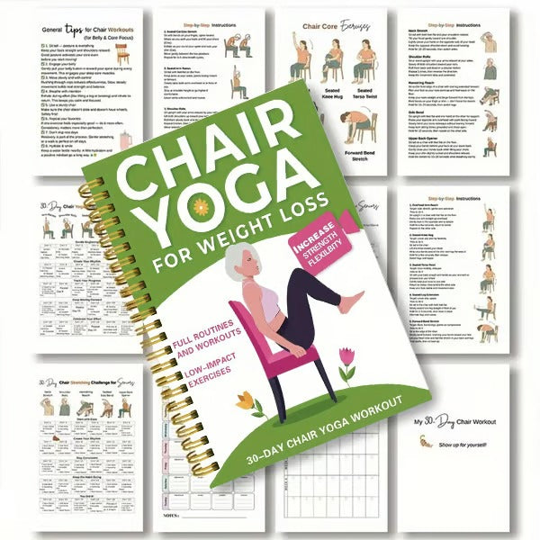 🔥30-Day Chair Yoga Weight Loss Spiral Notebook & Exercise Guide