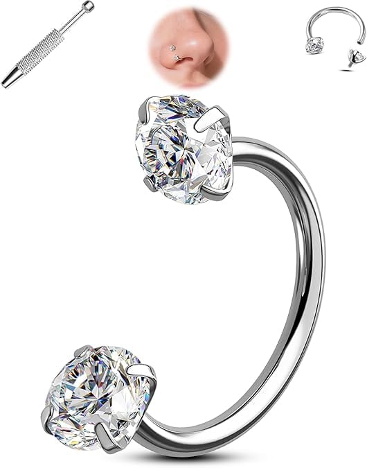 Horseshoe Gem Nose Ring – Internally Threaded & Comfortable