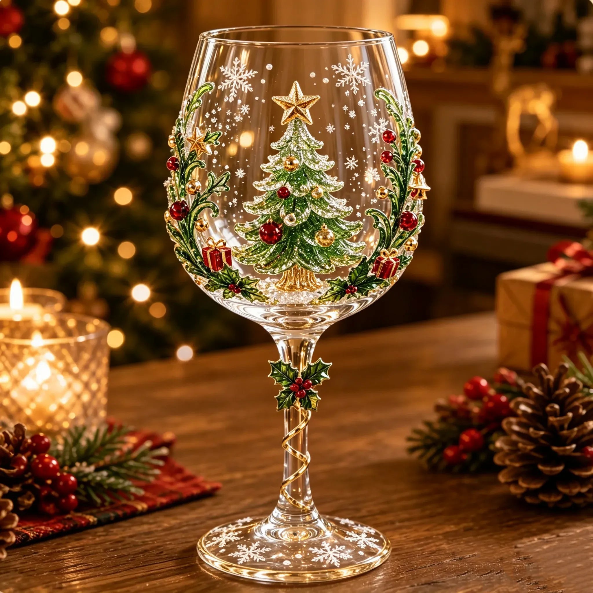 Christmas 3D Wine Glass