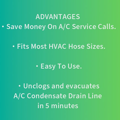 AC Drain Line Cleaner Adapter Evacuates & Unclog AC Drain Line