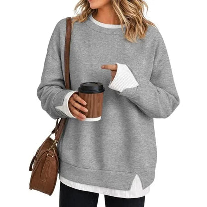 Casual-style sweatshirt with a "faux-layered" look.