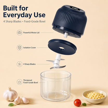 🔥 50K+ Sold | ✨ Mini Electric Food Chopper – One-Press Garlic & Veggie Prep 🍳🥕🧄
