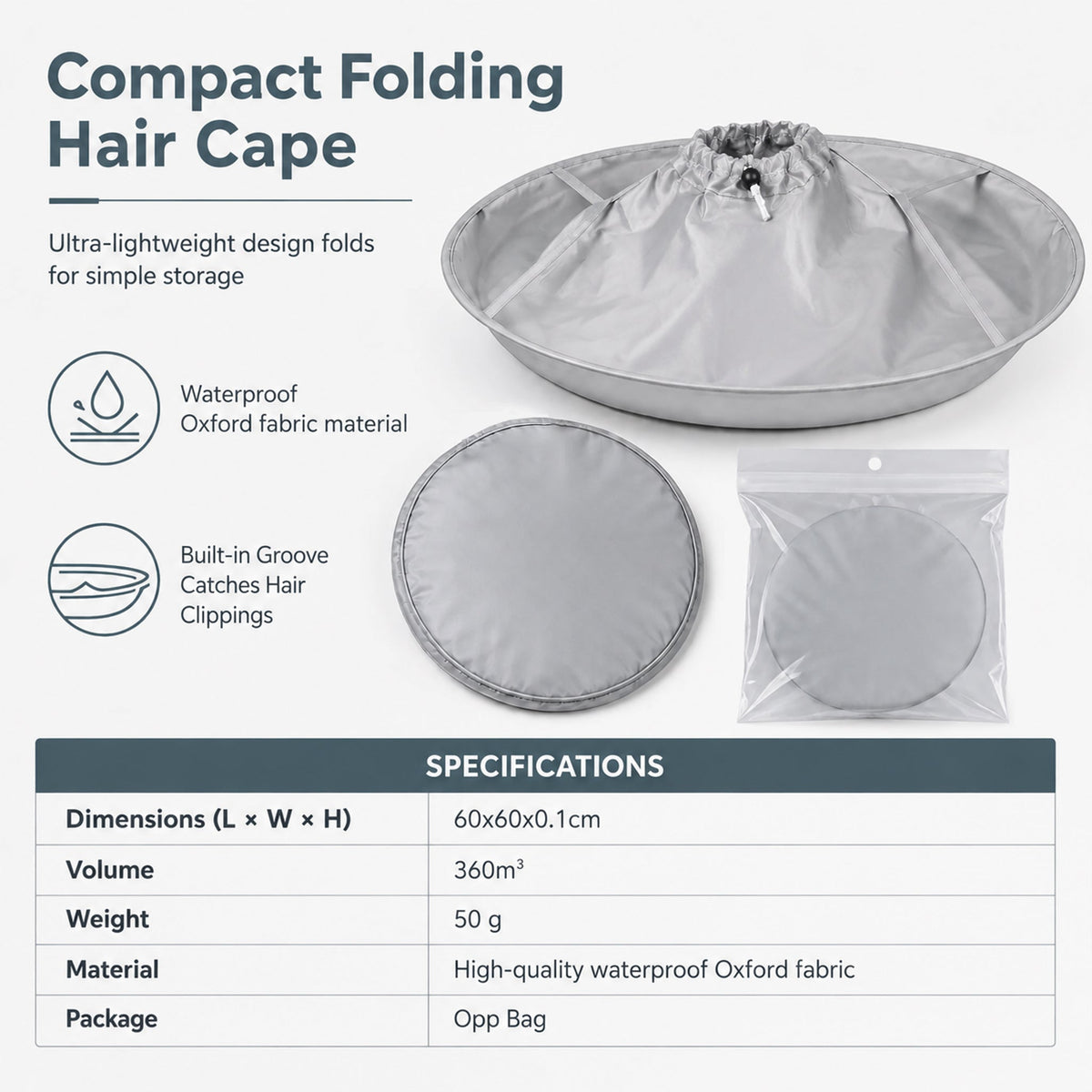 ✂️🧹 Hair Cutting Cape with Catcher – built-in groove traps clippings, no mess on clothes or floors. Waterproof, non-static, folds flat. Perfect for home trims & kids' cuts! 💇✅