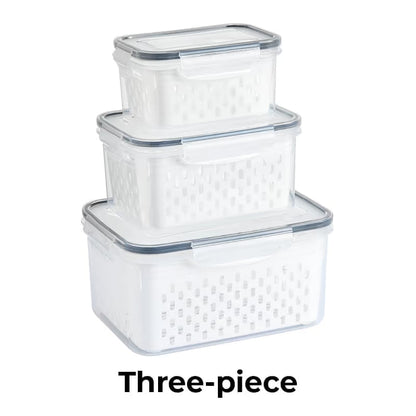 4 in 1 Food Storage Container, Fruit Storage Containers for Fridge, Produce Storage Containers with Lid and Strainer