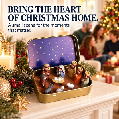 ✨ Portable Mini Nativity Scene In Storage Tin – Pocket-Sized Christmas Nativity Set