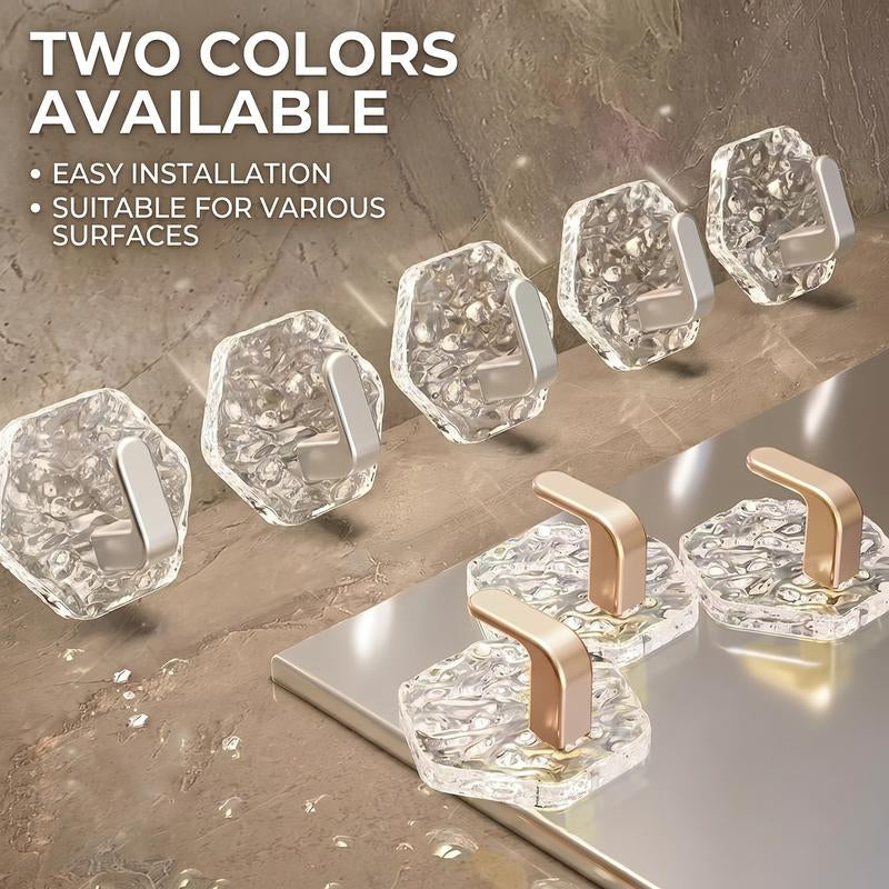 Self-Adhesive Hooks Hexagonal Ripple Design Heavy Duty Sticky Hooks