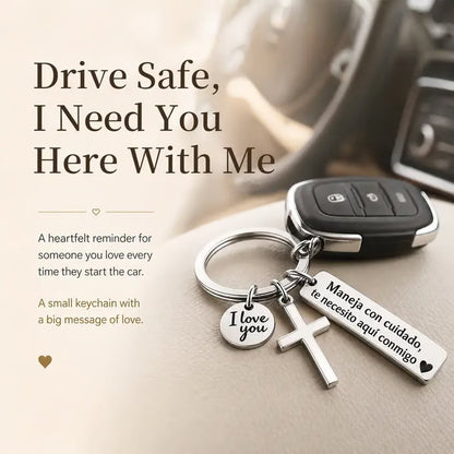 Keychain with Cross and "I Love You" Charm