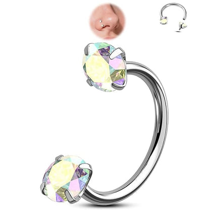 Horseshoe Gem Nose Ring – Internally Threaded & Comfortable