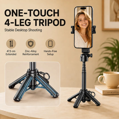 📸Magnetic Selfie Stick Tripod – 360° Rotation Stand, Bluetooth Remote & Universal MagSafe Phone Mount for Travel & Vlogging