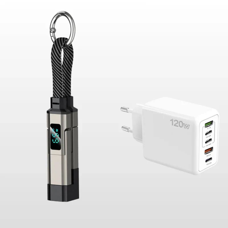 4-in-1 Digital Display Keychain Charging Cable🔋📱