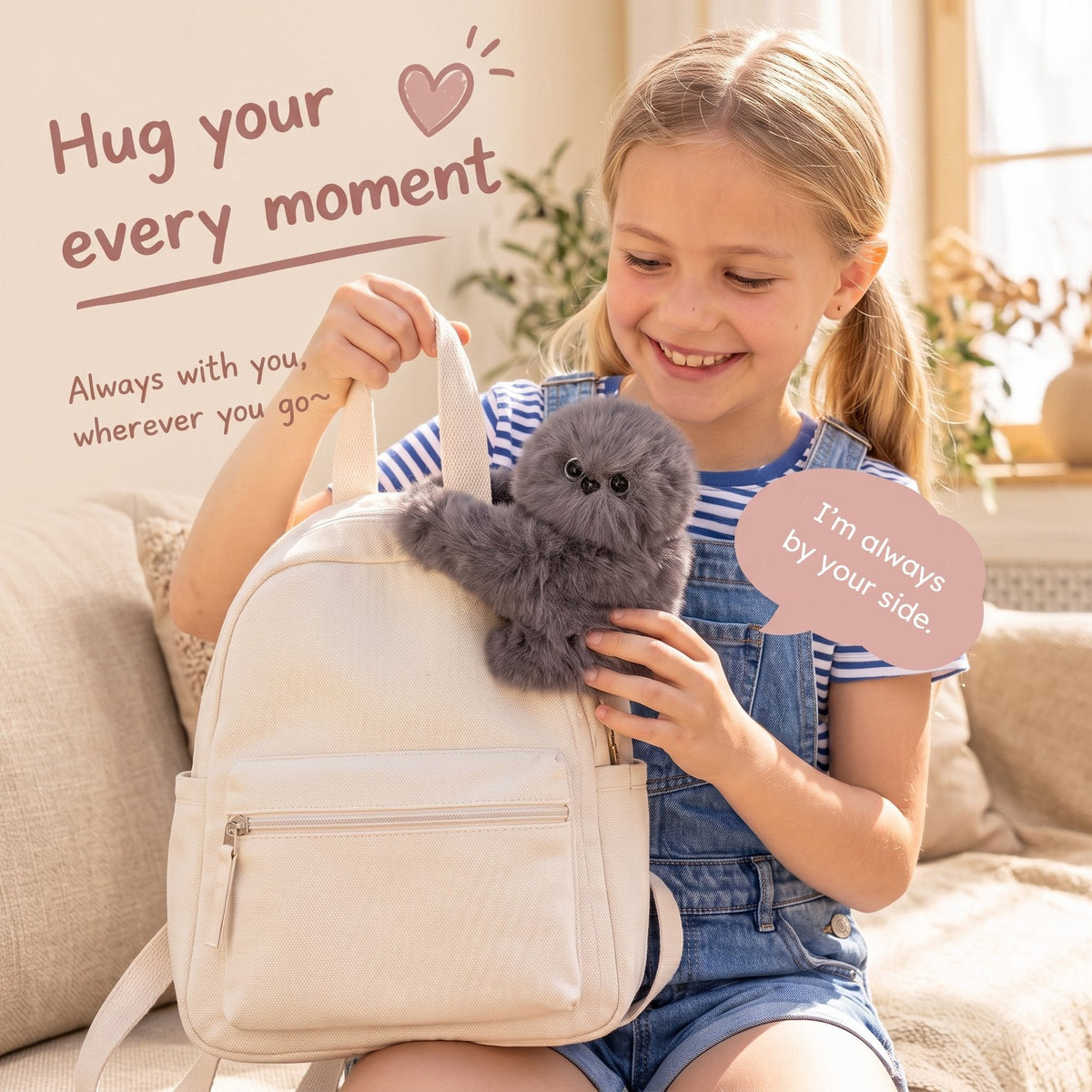 ✨Interactive Plush Bag Charm – Cute Motion-Sensing Companion with Moving Head, Your bags new best friend.💕