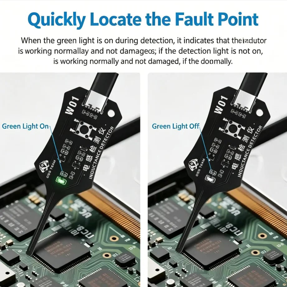 📟In-Circuit Inductor Tester – One-button simplicity, clear indicator. Non-contact, rapid diagnosis