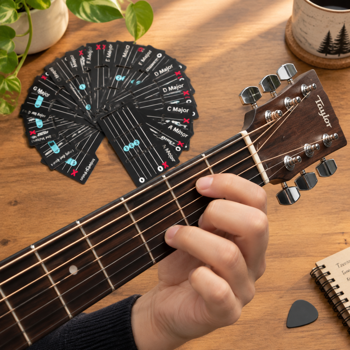 🎸Guitar Chord Cards for Beginners – For Right & Left-Handed Players✨(15Pcs )