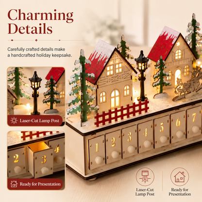 🎁Original, genuine product 🏡✨ 24 Days of Christmas Magic – LED Advent Calendar made of Wood