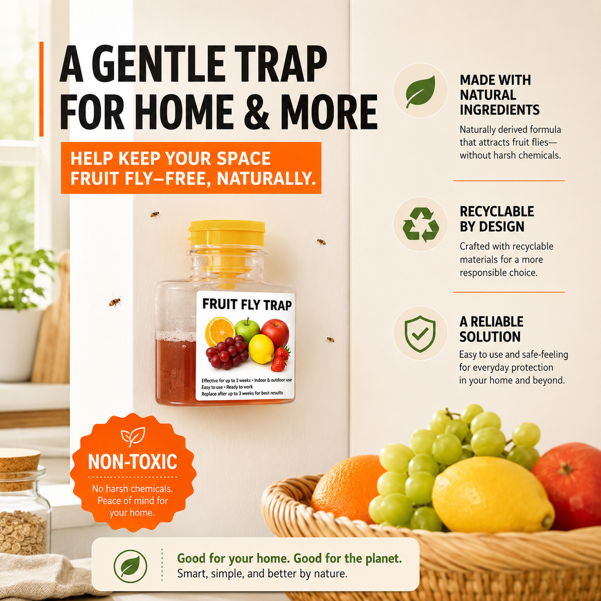 BUY 2 GET 1 FREE🔥Ultra-Strong Fruit Fly Trap - User Friendly (Up to 3 Weeks per Bottle)