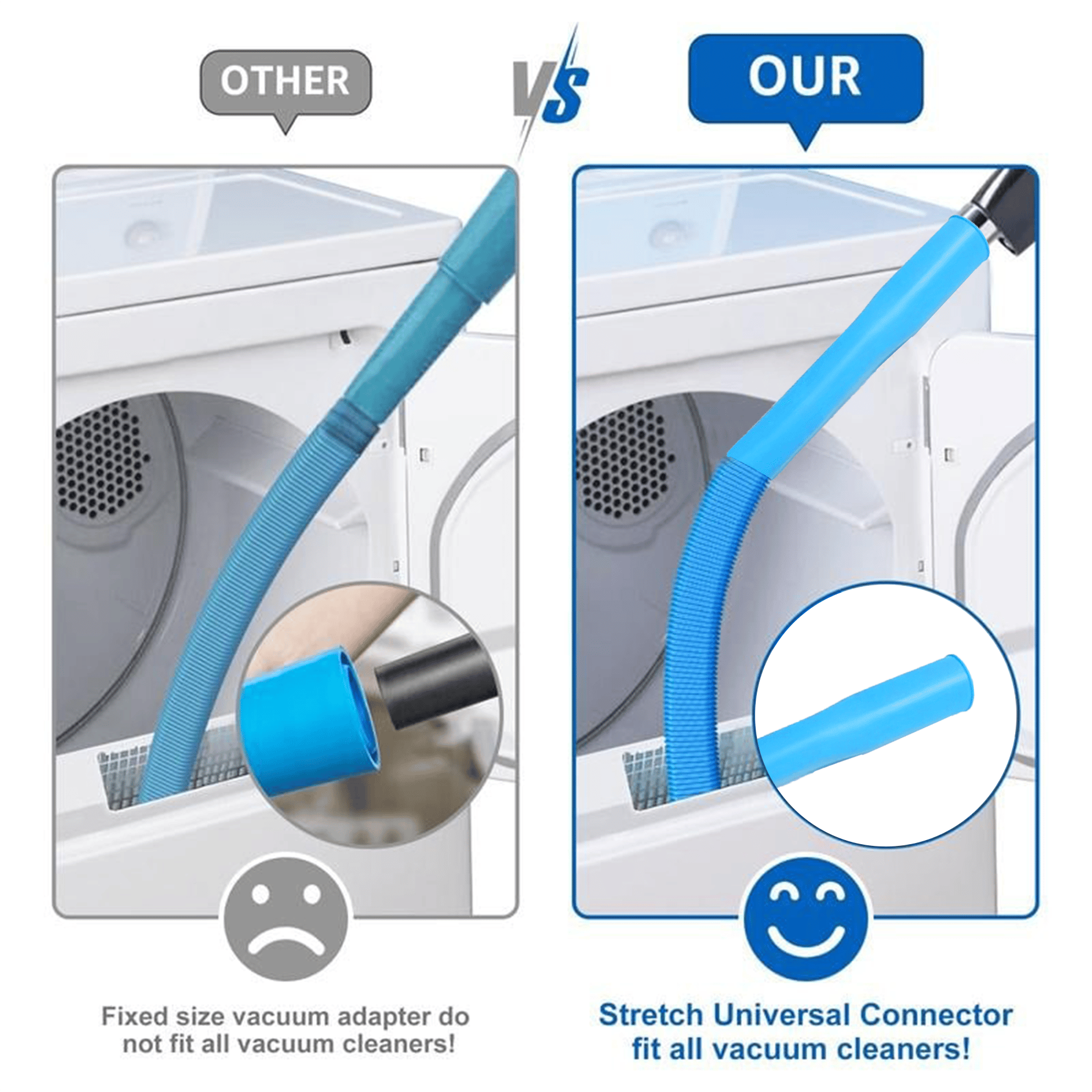 Dryer Vent Cleaner Kit Vacuum Hose Attachment Compatible with Most Vacuum Cleaner, Quickly Lint Remover Cleaning Supplies