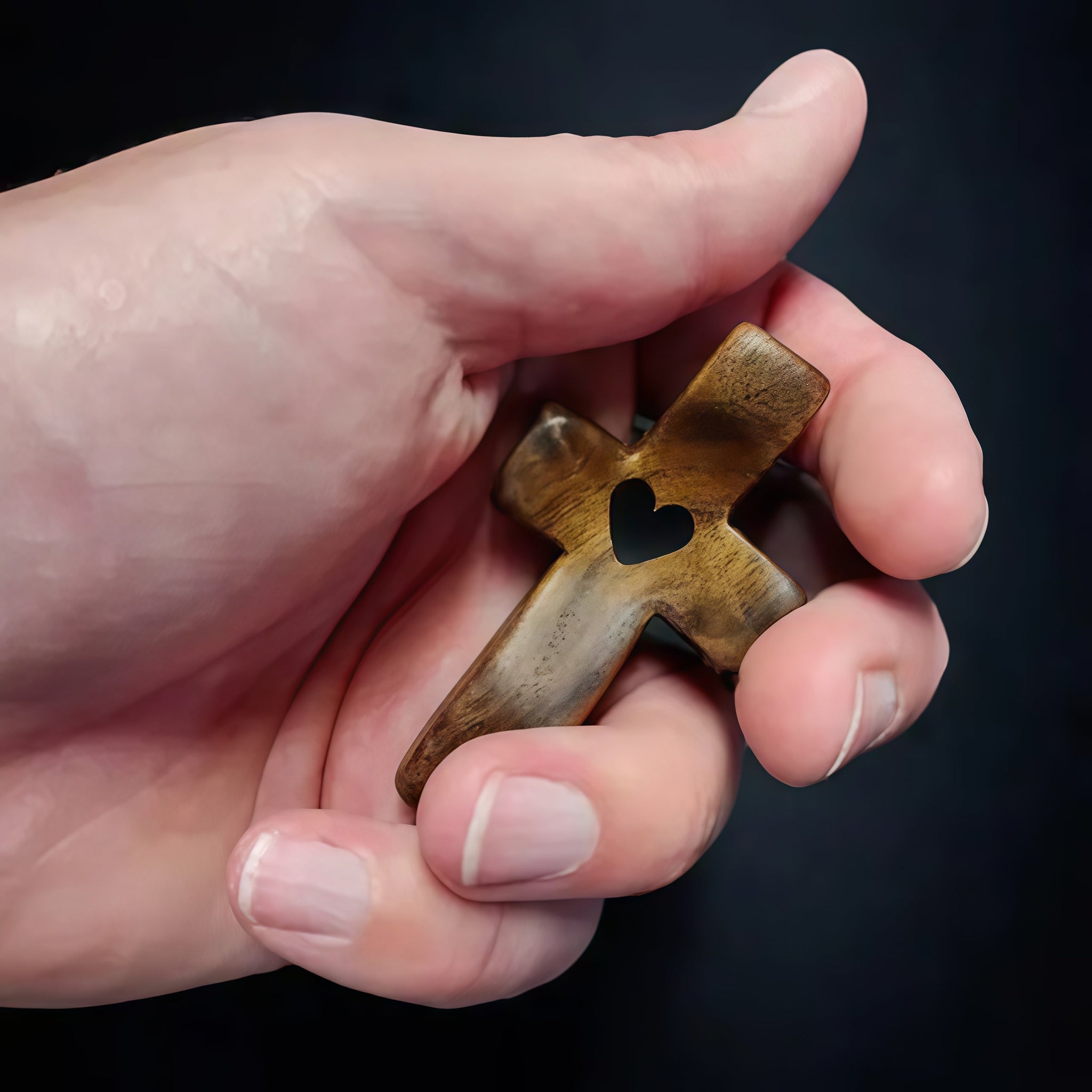 ✝️ Handcrafted Wooden Cross My Heart — 100% Handmade & Faithful Symbol