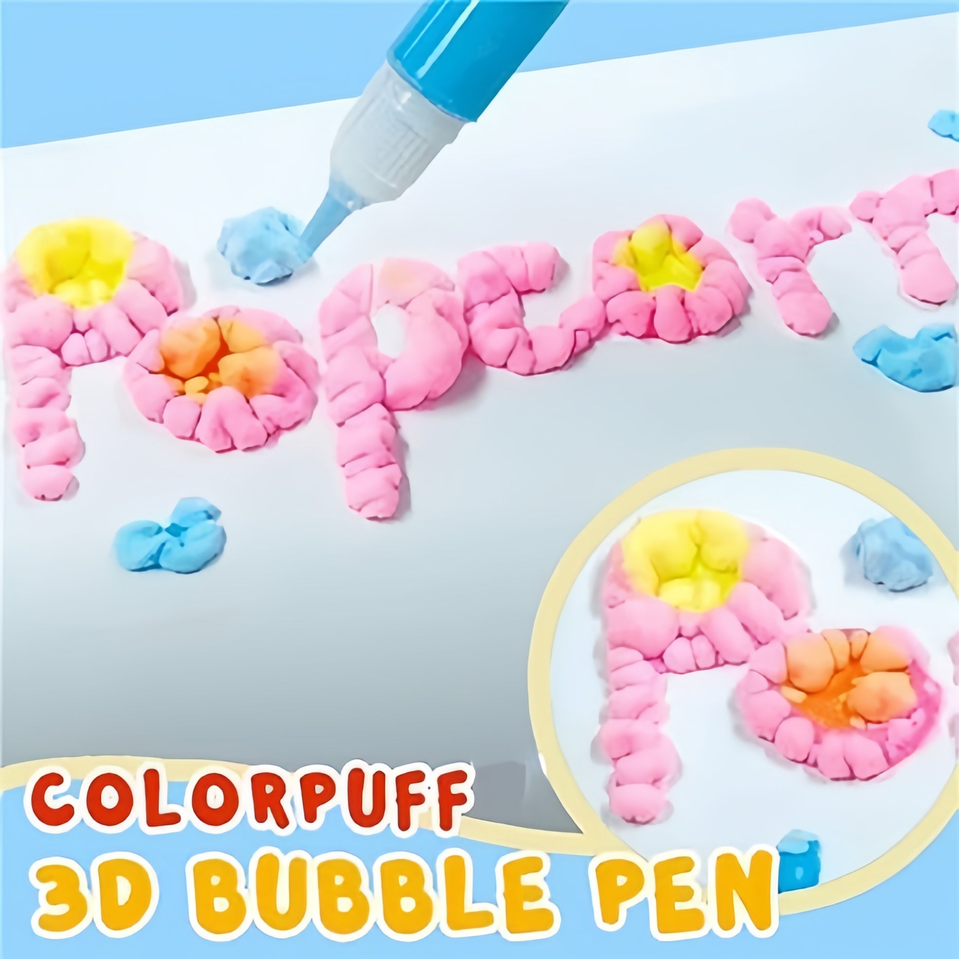 🎨🎁Popcorn Pens, Magic Bubble Drawing Pens, DIY Puffy 3D Art Paint Markers for Kids