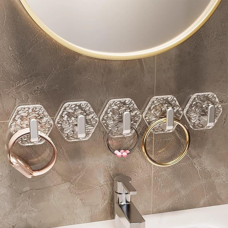 Self-Adhesive Hooks Hexagonal Ripple Design Heavy Duty Sticky Hooks