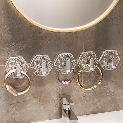 Self-Adhesive Hooks Hexagonal Ripple Design Heavy Duty Sticky Hooks