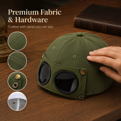 Detachable Goggle Pilot Baseball Cap Vintage Hat for Street Fashion & Daily Outfit