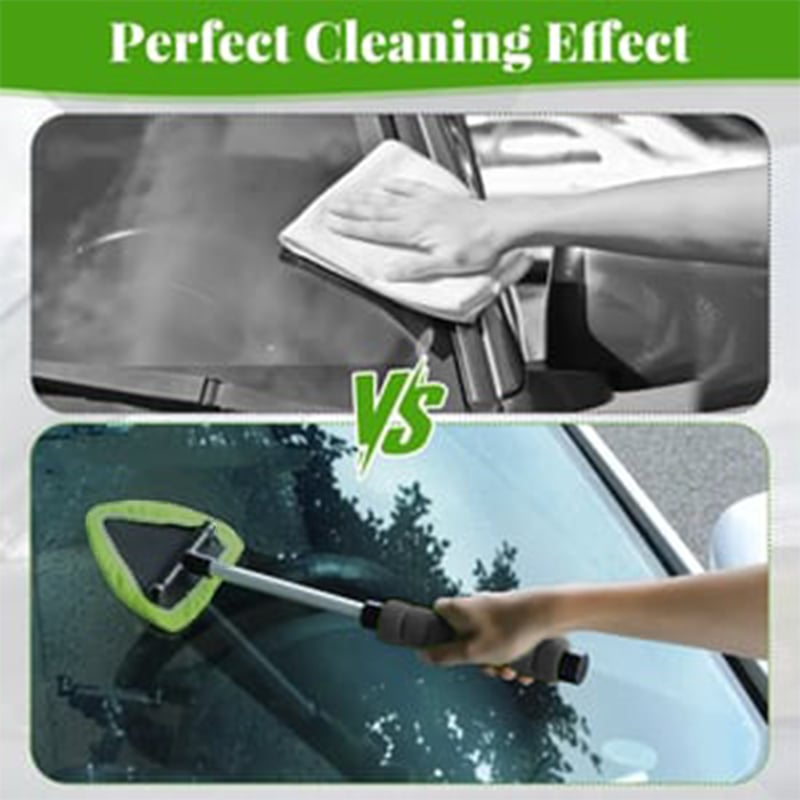 💥 💥  🔥  Windshield Cleaning Tool,  with 4 Reusable and Washable Microfiber Pads and Extendable Handle