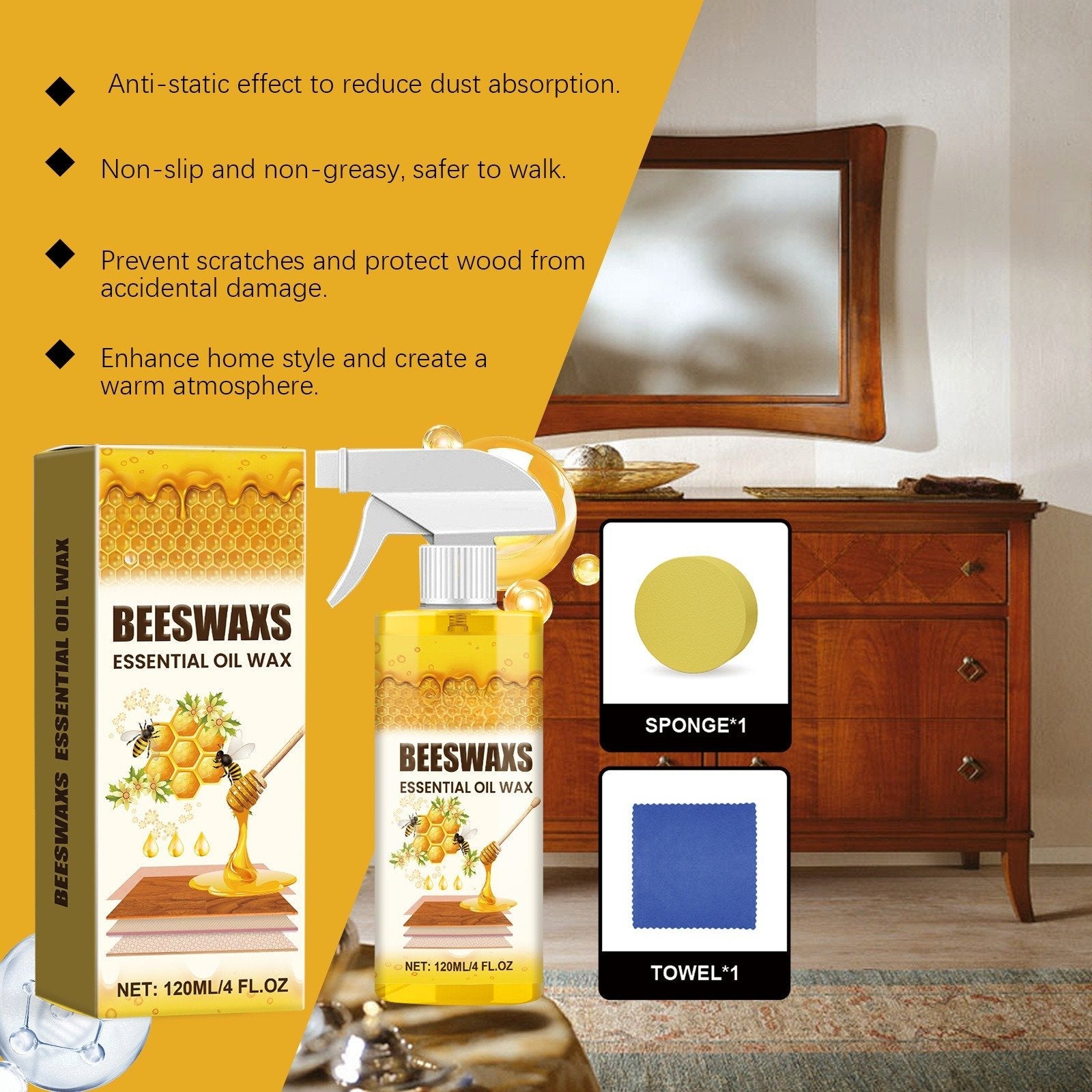 💕🎁Only $19.90 This Week🌟🎉Wood Polishing Beeswax Spray