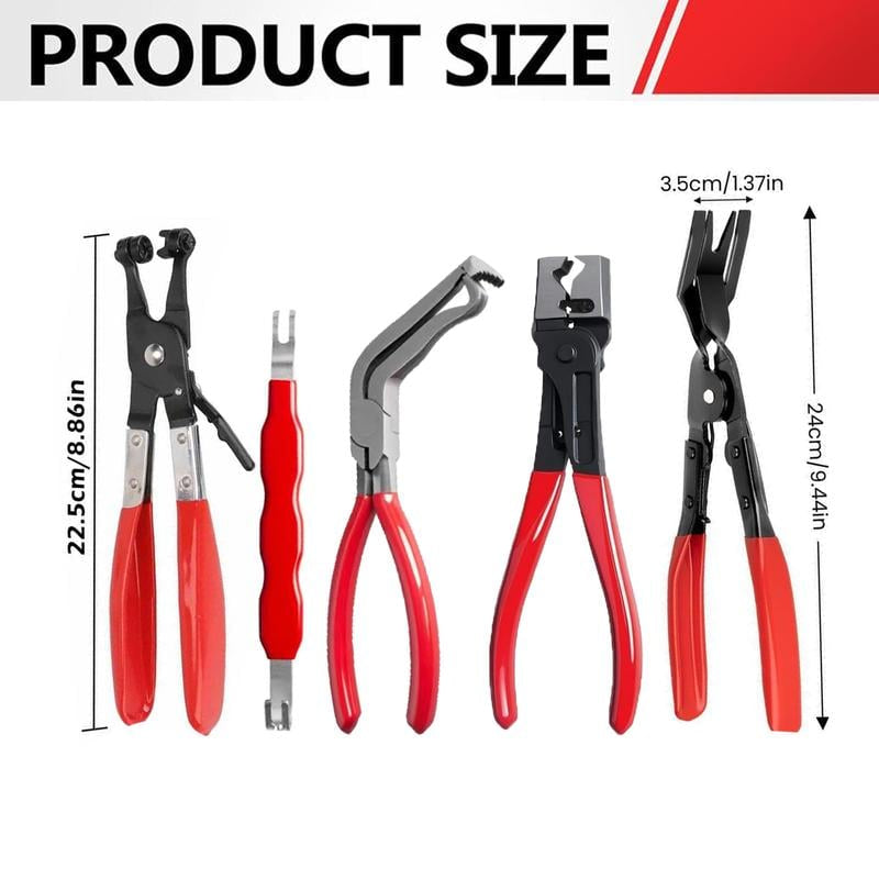 5PC Automotive Electrical Disconnect & Trim Clip Pliers Set