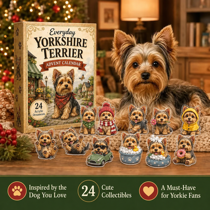 💥✨Yorkshire Terrier 2D Advent Calendar – 24 Unique Yorkie Acrylic Ornaments & Daily Christmas Surprises