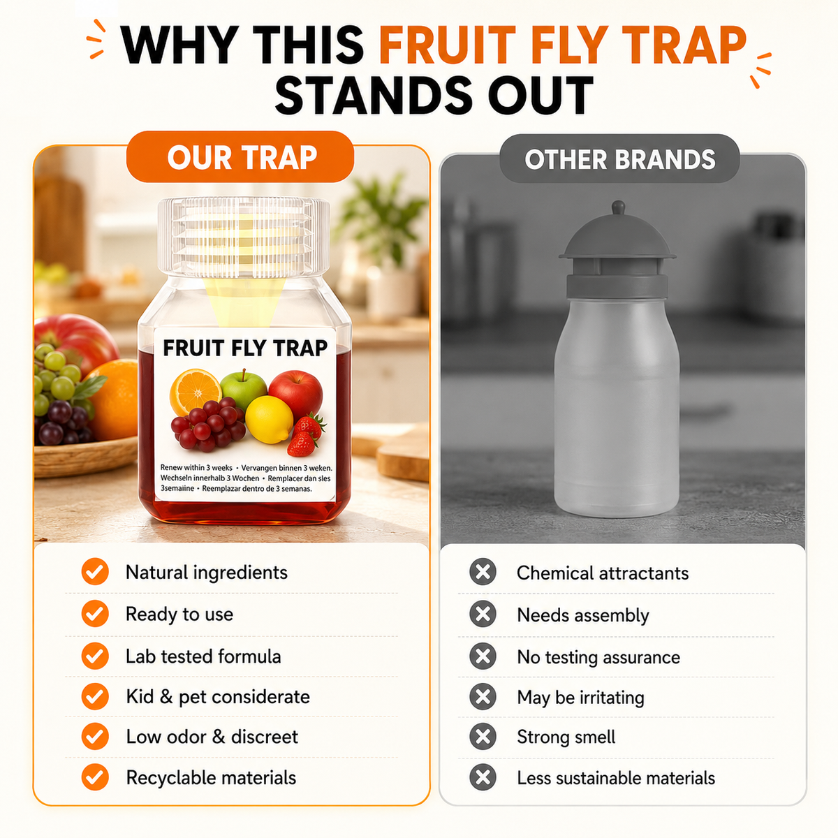 BUY 2 GET 1 FREE🔥Ultra-Strong Fruit Fly Trap - User Friendly (Up to 3 Weeks per Bottle)