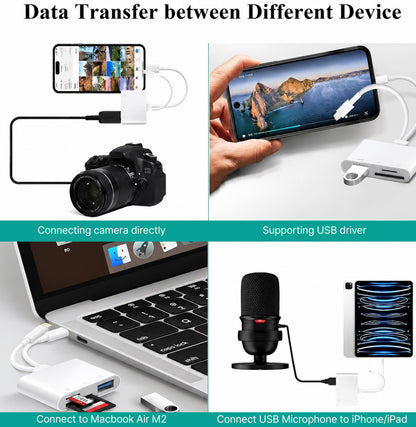 Apple Dual-Interface (USB-C & Lightning) SD/TF Card Reader and USB Adapter
