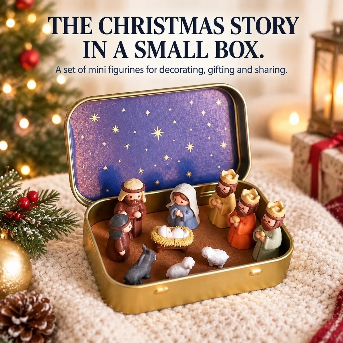 ✨ Portable Mini Nativity Scene In Storage Tin – Pocket-Sized Christmas Nativity Set