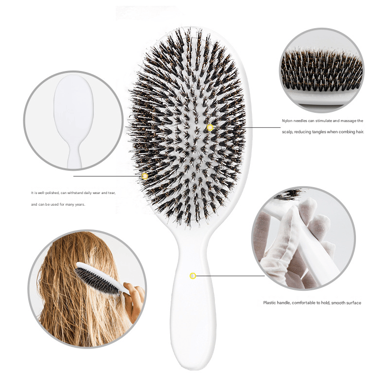 🔥 🏆 #1 Bestselling🏆Viral World-Famous 5x Sold Out Paddle Brush - Smoother, Stronger, Shinier Hair - Boar Bristle Brush with Nylon Bristles and Microsphere Massaging Tips