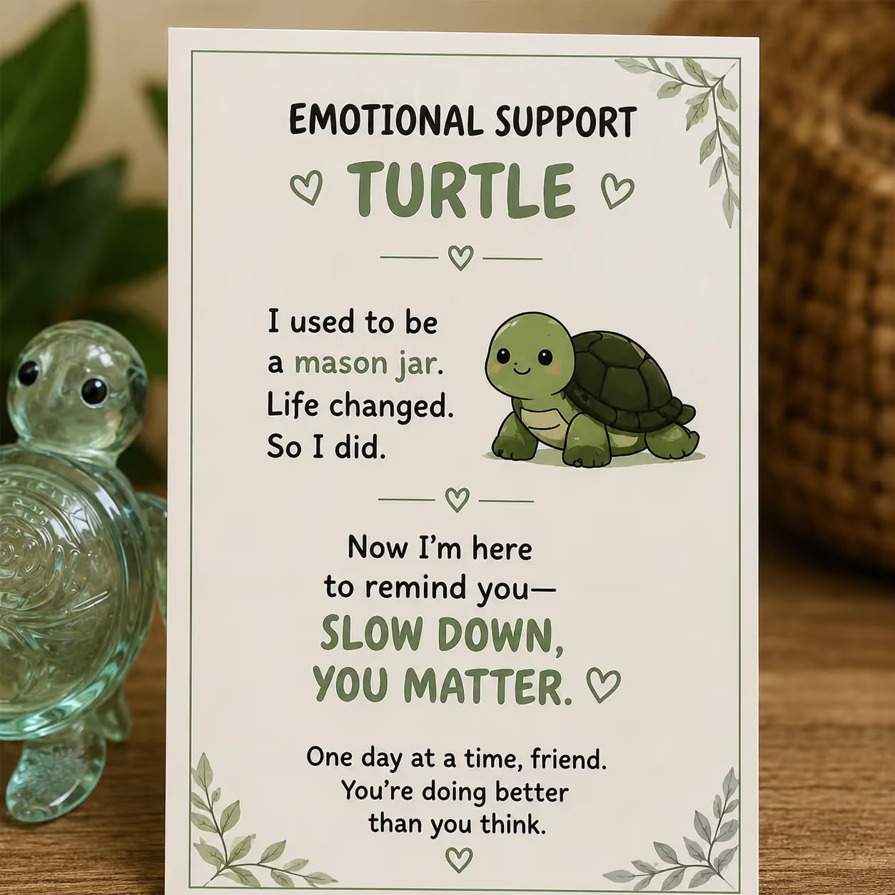 🌸🐝🦛 Emotional Glass Support Animal Gift Set – A Meaningful Little Reminder That You Matter 💕