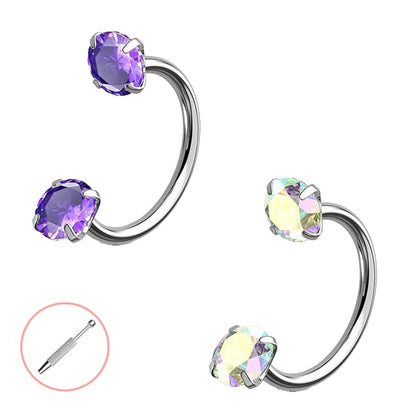 Horseshoe Gem Nose Ring – Internally Threaded & Comfortable