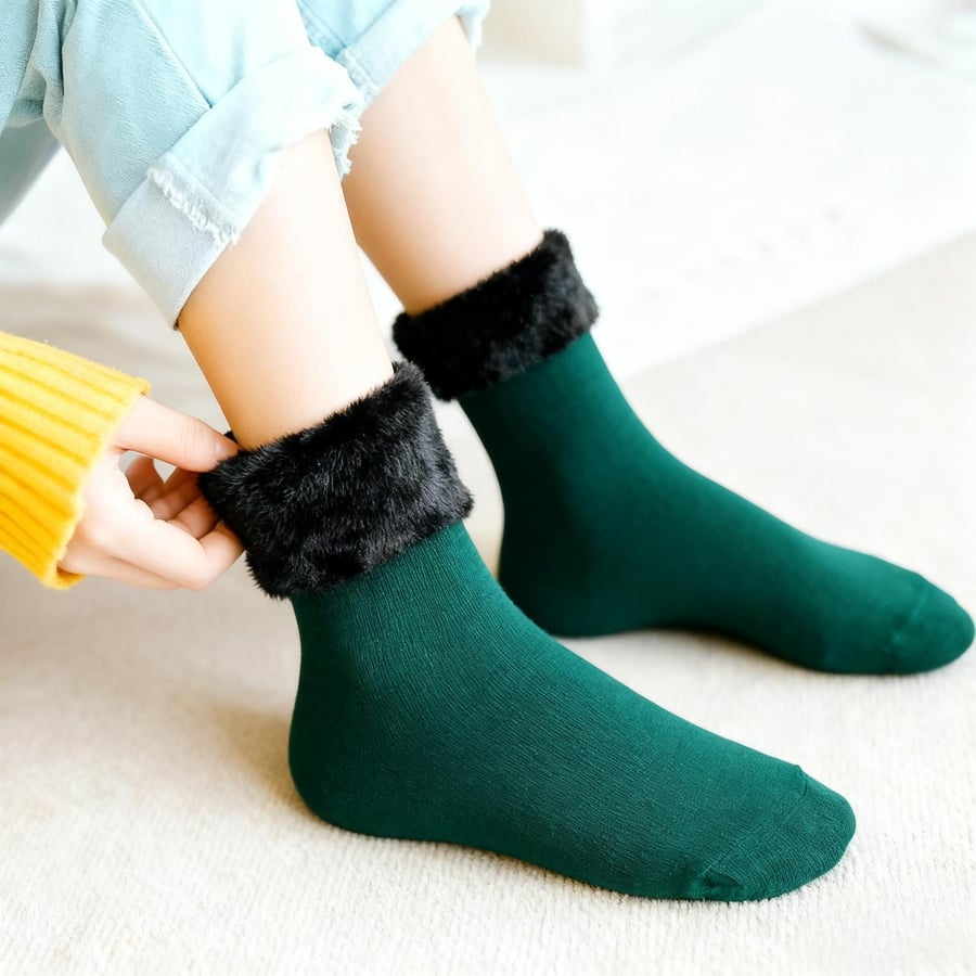 5 pairs of thick fleece-lined, warm, snow socks