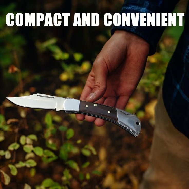 Classic Folding Hunting Knife Collection: 420HC & MagnaCut Steel Blades with Genuine Ebony & Brass/Nickel Silver Handles