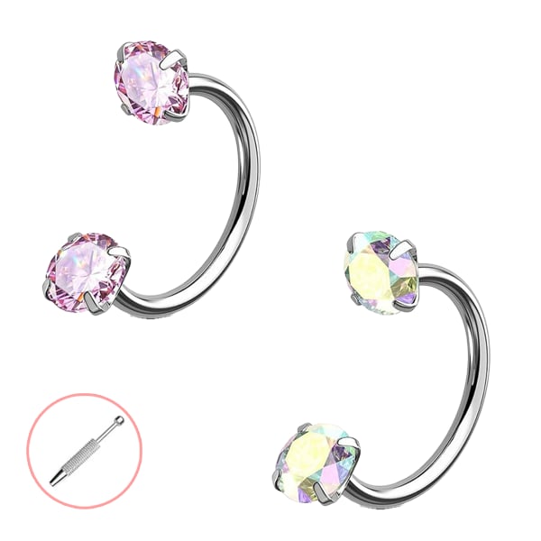 Horseshoe Gem Nose Ring – Internally Threaded & Comfortable
