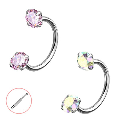 Horseshoe Gem Nose Ring – Internally Threaded & Comfortable